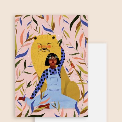Carte postale décorative 10x15 cm - signe astro Lion