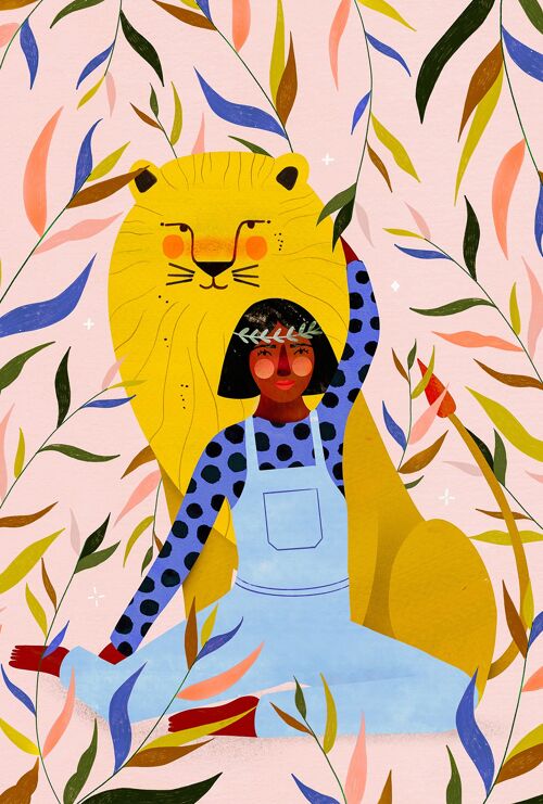 Affiche décorative - illustration signe astro Lion A4