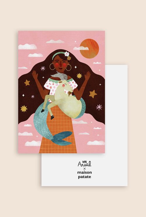 Carte postale décorative 10x15 cm - signe astro Capricorne