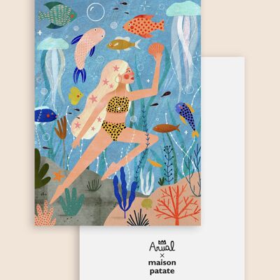 Cartolina decorativa 10x15 cm - segno zodiacale Pesci
