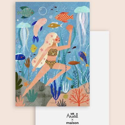 Cartolina decorativa 10x15 cm - segno zodiacale Pesci