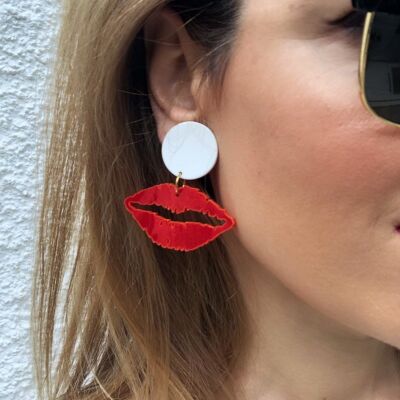 Red Lips Earrings with Clip On