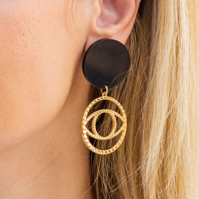 Round Evil Eye Earrings Gold