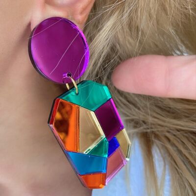 Handmade Clip On Earrings Rainbow Colors