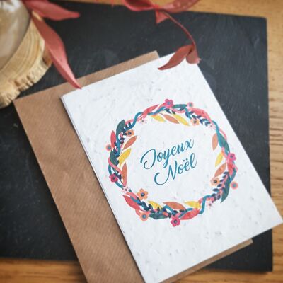 Merry Christmas wreath double planting card