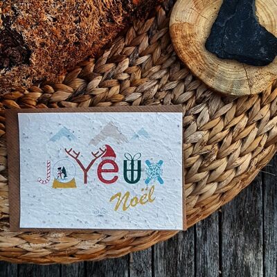 Double planting card Merry Christmas illustrated letters