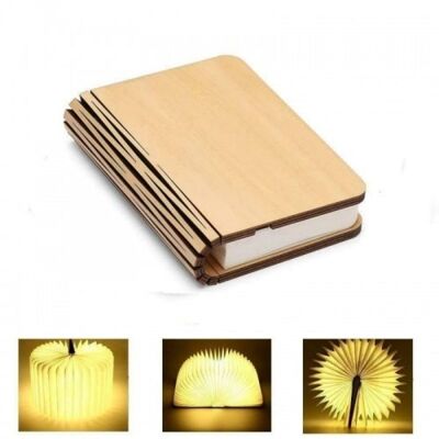 Lámpara de libro de madera - Arce de tamaño mediano - Iluminación blanca cálida