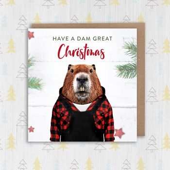 Castor Noël, Carte de vœux : Dam Great Christmas (Animalyser) 2