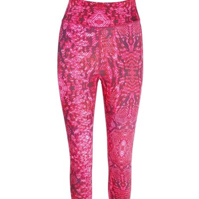 Pantaloni da yoga con stampa serpente rosa con fianchi a serpente