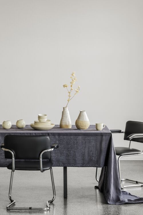 Linen tablecloth Charcoal (250x145 cm)