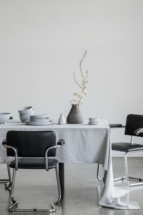 Linen Tablecloth Ice Grey (250x145 cm)