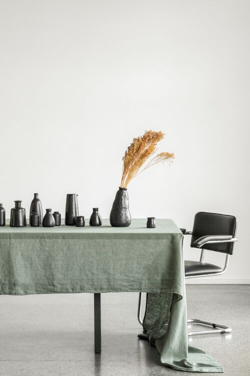Linen Tablecloth Nordic Moss green (250x145 cm)