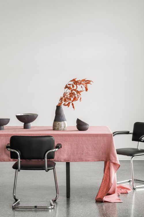 Linen Tablecloth Pinky Coral (250x145 cm)