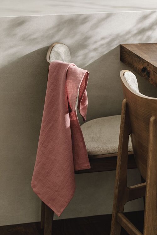 Linen Tea towel (dish towel)/ Pinky coral