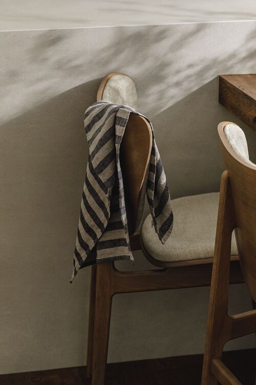 Linen Tea towel (dish towel)/ Dark stripes