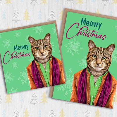 Gatto natalizio, biglietto di auguri: Meowy Christmas (Animalyser)