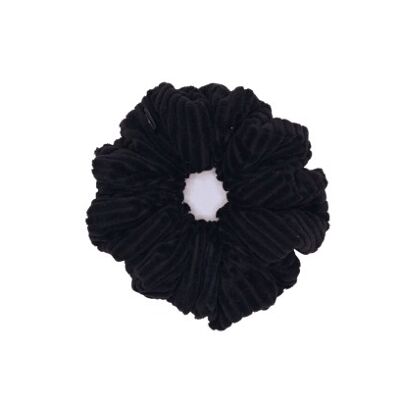 Scrunchies-Dona Mini Scrunchie in Ribbed Velvet and Black