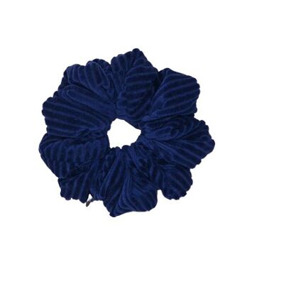 Scrunchies-Jona Mini Scrunchie in Ribbed Velvet and Dark Blue