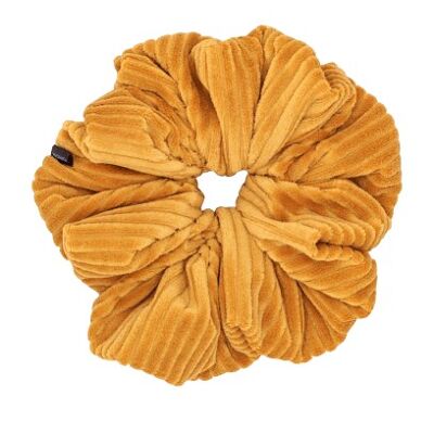 XXL Scrunchies-Luna Scrunchie in Ribbed Velvet Bright Yellow colour