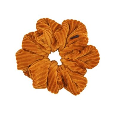 Scrunchies-Miwa Mini Scrunchie in Ribbed Velvet and Mustard Yellow