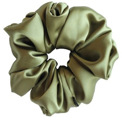 XXL Scrunchies-Noa Scrunchie in Mulberry Silk and Olive Green