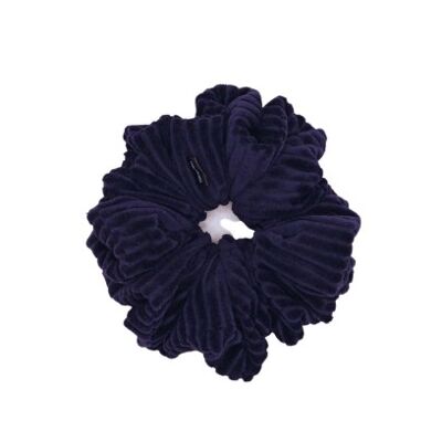 Scrunchies-Violeta Mini Scrunchie in Ribbed Velvet and Dark Purple