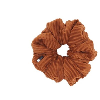 Scrunchies-Zoe Mini Scrunchie in Ribbed Velvet and Brown