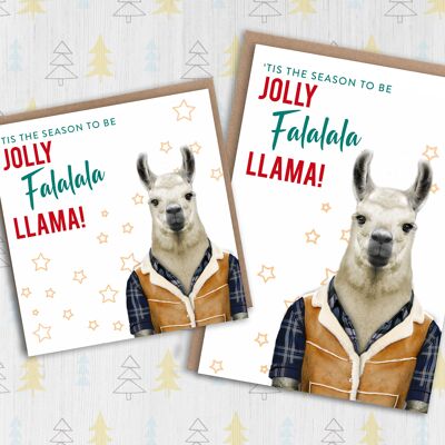 Lama Noël, carte de vœux : Falalala Lama (Animalyser)