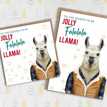 Lama Noël, carte de vœux : Falalala Lama (Animalyser) 1