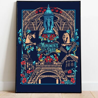 A3 poster-THE MONUMENTS OF PARIS-dark version