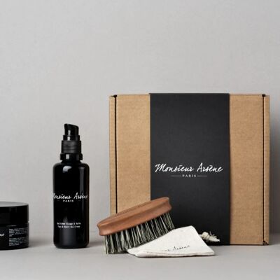 Coffret Huile + Gel-Crème + Masque + Brosse à Barbe