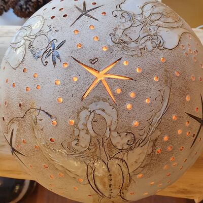 Light ball, unique, decoration for home and garden ..., handicraft, light, gift, frost-proof, ceramic, lamp