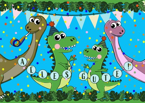 Postkarte "Dino Party" (10 Postkarten)
