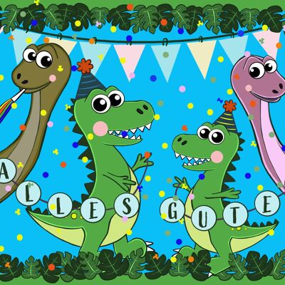 Postkarte "Dino Party" (10 Postkarten)