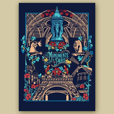 A4 poster-THE MONUMENTS OF PARIS-dark version