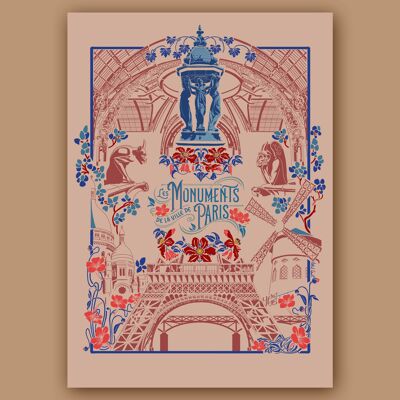 A4 poster - THE MONUMENTS OF PARIS - clear version
