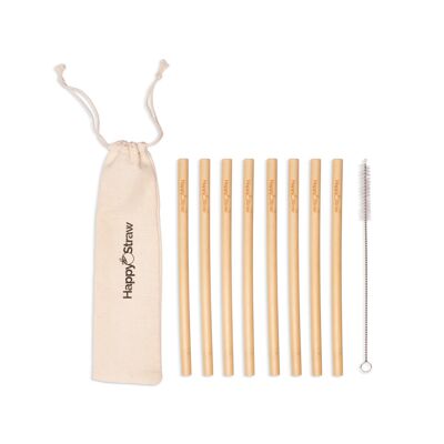 Pajitas para beber de bambú Happy Straw - Paquete familiar