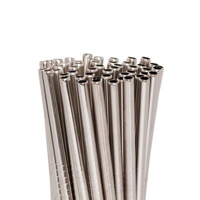 Happy Straw Drinking Straws - Straight - Silver - Family pack