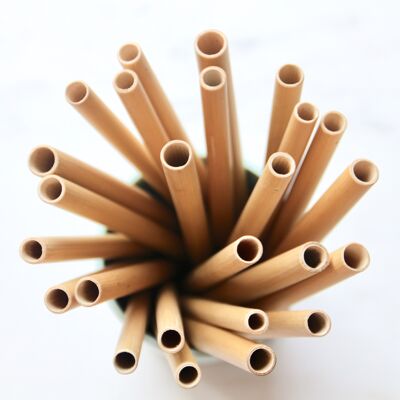 Pajitas rectas de bambú para beber - Paquete de 100
