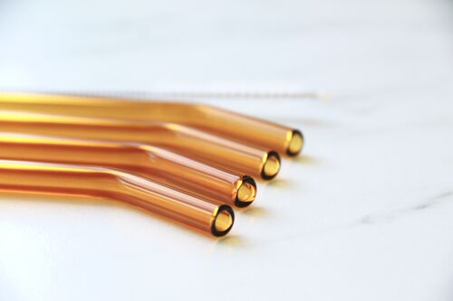 Amber Borosilicate Glass Straws - 4pack