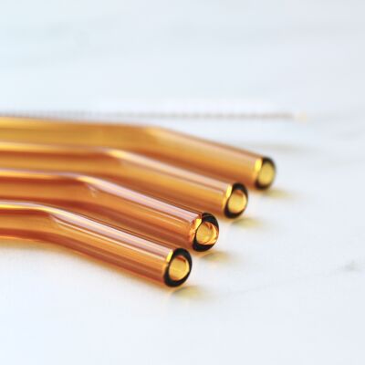 Amber Borosilicate Glass Straws - 4pack