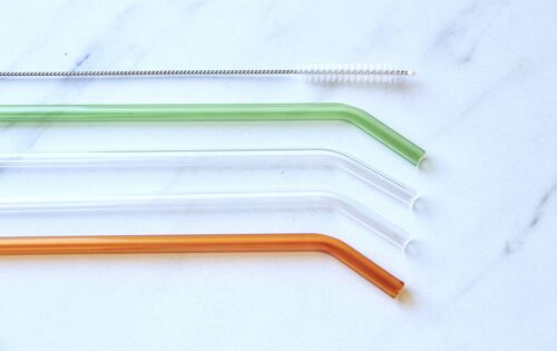 Mixed Color Borosilicate Glass Straws - 4pack