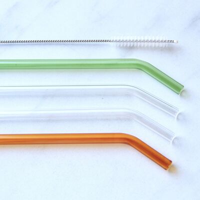 Mixed Color Borosilicate Glass Straws - 4pack