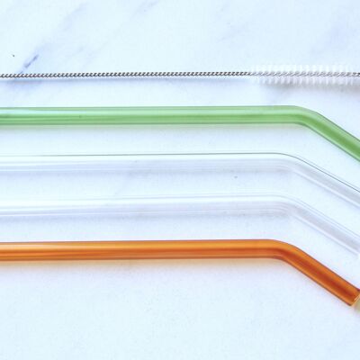 Strohhalme aus Borosilikatglas in gemischter Farbe - 4er-Pack