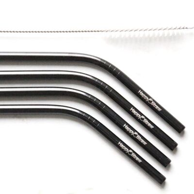 Black drinking straws - 4 pack