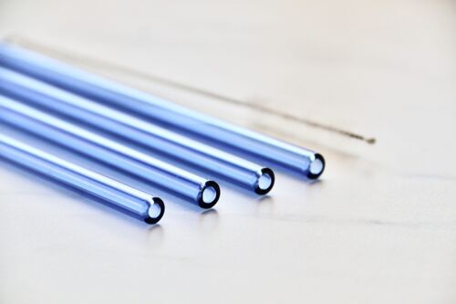 Blue Borosilicate Glass Straws - 4packs (Christmas Edition)
