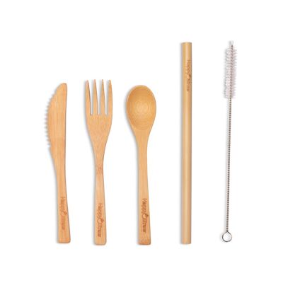 Happy Straw - Bamboo Cutlery Set (incl. travel pouch)