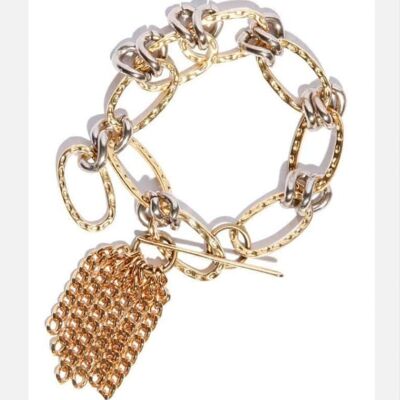 Pendant Chain Bracelet - Gold & Silver - FAME