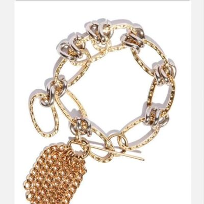 Pendant Chain Bracelet - Gold & Silver - FAME