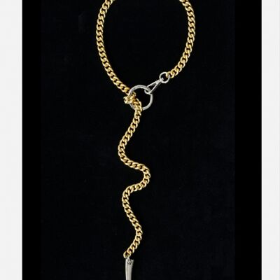Collar llamativo de cadena larga en oro y plata - PROHIBIDO